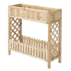 Outsunny Huerto Urbano Elevado De Madera 90x30x90 Cm Mesa De Cultivo De Jardín Con Estante Inferior Seto Decorativo Y 4 Orificios De Drenaje Para Plantas Macetas Flores Natural -Tienda de muebles de jardín 8ae158adfed53fa107c1fdf15b1cc4cab6763fac ee301f3867ca4e86afd65550e28707cc