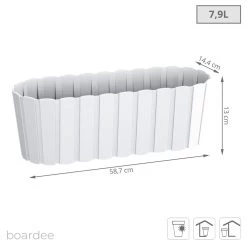 Prosperplast Jardinera Para Balcón BOARDEE BASIC 7,9L., Dimensiones (mm) 587x144x130, Color Blanco -Tienda de muebles de jardín 8b1a0452275c2535ddf569203fbe66c83c3e60f0 b55657520e4c41518a61f98619d9e976
