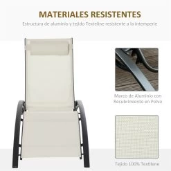 Outsunny Tumbona Reclinable Con Respaldo Ajustable En 5 Posiciones Y Reposacabezas Extraíble Acolchado Aluminio Texteline Para Jardín Terraza Balcón 171x64x82 Cm Beige -Tienda de muebles de jardín 8b4ae2a9232b733edb7533a51ba00bbdd8801898 a70cae958f4f4a4f8e4530cd442818be