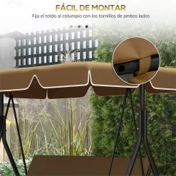 Outsunny Toldo De Repuesto Para Columpio De 2 Plazas Toldo Recambio Para Balancín Cubierta De Reemplazo Protección UV50+ Para Jardín Terraza Patio 192x144 Cm Marrón Oscuro -Tienda de muebles de jardín 8c3d66a2bc8c851d6d0ffadb4dc7d3670c4b9826 4b3b3ff632ce40a2bc64930c6f8ffae8