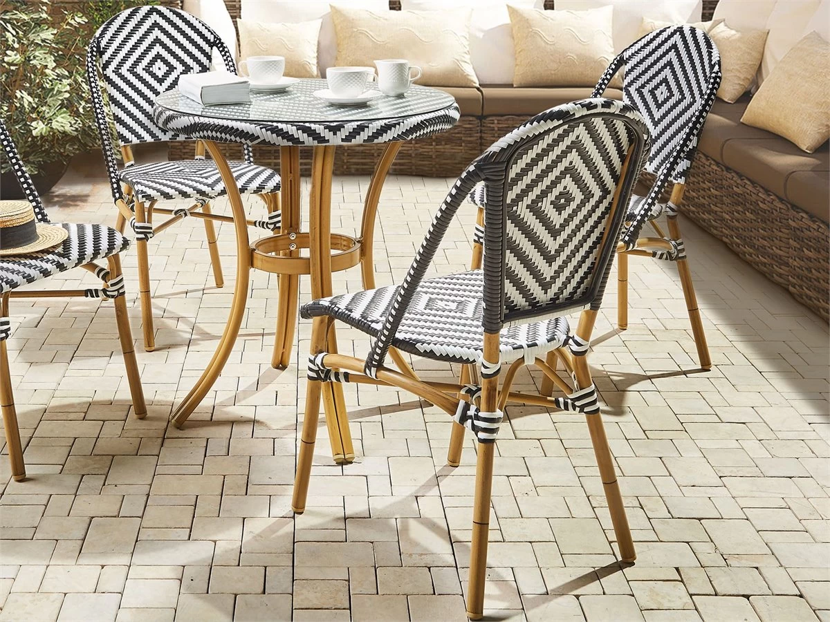 Conjunto De 4 Sillas De Jardín Negro/blanco RIFREDDO 7 Conjunto De 4 Sillas De Jardín Negro/blanco RIFREDDO - Imagen 5