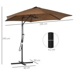 Outsunny Sombrilla Voladizo De Jardín Ø295x245 Cm Parasol Excéntrico Manivela Manual Con 6 Varillas De Metal Ventilación Y Base Cruzada Para Patio Terraza Exterior Marrón -Tienda de muebles de jardín 8df164d61fe763deb191c0bcaa81e1da1e6fe4cc ee18165b3e9c45da9c0ce255ff7c85f6