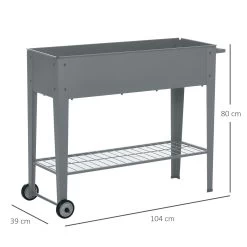 Outsunny Huerto Urbano Jardinera Elevada De Metal Cama De Jardín Con Ruedas Asa Lateral Y Estante Inferior Para Cultivo Plantas Hortalizas Flores 104x39x80 Cm Gris -Tienda de muebles de jardín 8e57ef4190d09d79bbd21e7169c7cce32b7ac1aa b5ade4464e1241e8bca730c958aa826c