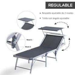 Outsunny Tumbona Plegable Y Reclinable De Aluminio Con Toldo Incorporado Para Piscina Jardín Terraza Exterior Carga 120 Kg 169x72x55/72cm Gris 17 Outsunny Tumbona Plegable Y Reclinable De Aluminio Con Toldo Incorporado Para Piscina Jardín Terraza Exterior Carga 120 Kg 169x72x55/72cm Gris -Tienda de muebles de jardín 8f0f4adf1dbd0bf0736312e82ed3b2089e4defa0 37fdc8561dec468d9e42e3f8d8d12bc9