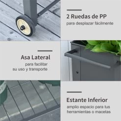 Outsunny Huerto Urbano Jardinera Elevada De Metal Cama De Jardín Con Ruedas Asa Lateral Y Estante Inferior Para Cultivo Plantas Hortalizas Flores 104x39x80 Cm Gris -Tienda de muebles de jardín 8f3cd84ebcf727c088564743fb8294d0593f9b86 ff2ca8abe6a445aba3d5b881855d0bd0