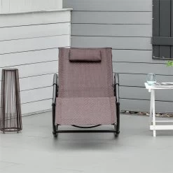 Outsunny Tumbona Mecedora De Exterior Con Reposabrazos Reposacabezas Y Efecto De Ratán Para Jardín Terraza Patio Carga Máx. 160 Kg 61x160x79 Cm Marrón -Tienda de muebles de jardín 90326fcdfe7526b455349d2dbd62f451f8a650e4 81d1385239e84ab895e48dc7c5832a22