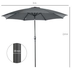 Outsunny Sombrilla De Jardín Ø300x240 Cm Parasol De Terraza Con Manivela Techo Inclinable Y 8 Varillas De Metal Para Patio Balcón Exterior Gris -Tienda de muebles de jardín 906aa37ede18f273c03de6c9691d92b29eda54fe 783cfad3aca04d828e454a2be4705724