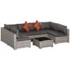 Outsunny Conjunto De Muebles De Jardín De Ratán 4 Piezas Mesa De Centro De Vidrio Sofá Doble Y 2 Sofás Esquineros Con Cojines Desenfundables Para Terraza Exterior Gris -Tienda de muebles de jardín 90d236113f0b002f8b3213ab7e45502c472aace7 89ecb6d0c5e74a2bb71453cb477dac3d