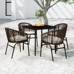 Juego De Comedor De Jardín De 5 Piezas Marrón VidaXL -Tienda de muebles de jardín 9487d54cf29862a3310c88d3fdb2c7dfe00f7335 a33ffe6b454f4b679bde2ff5b7db9a84