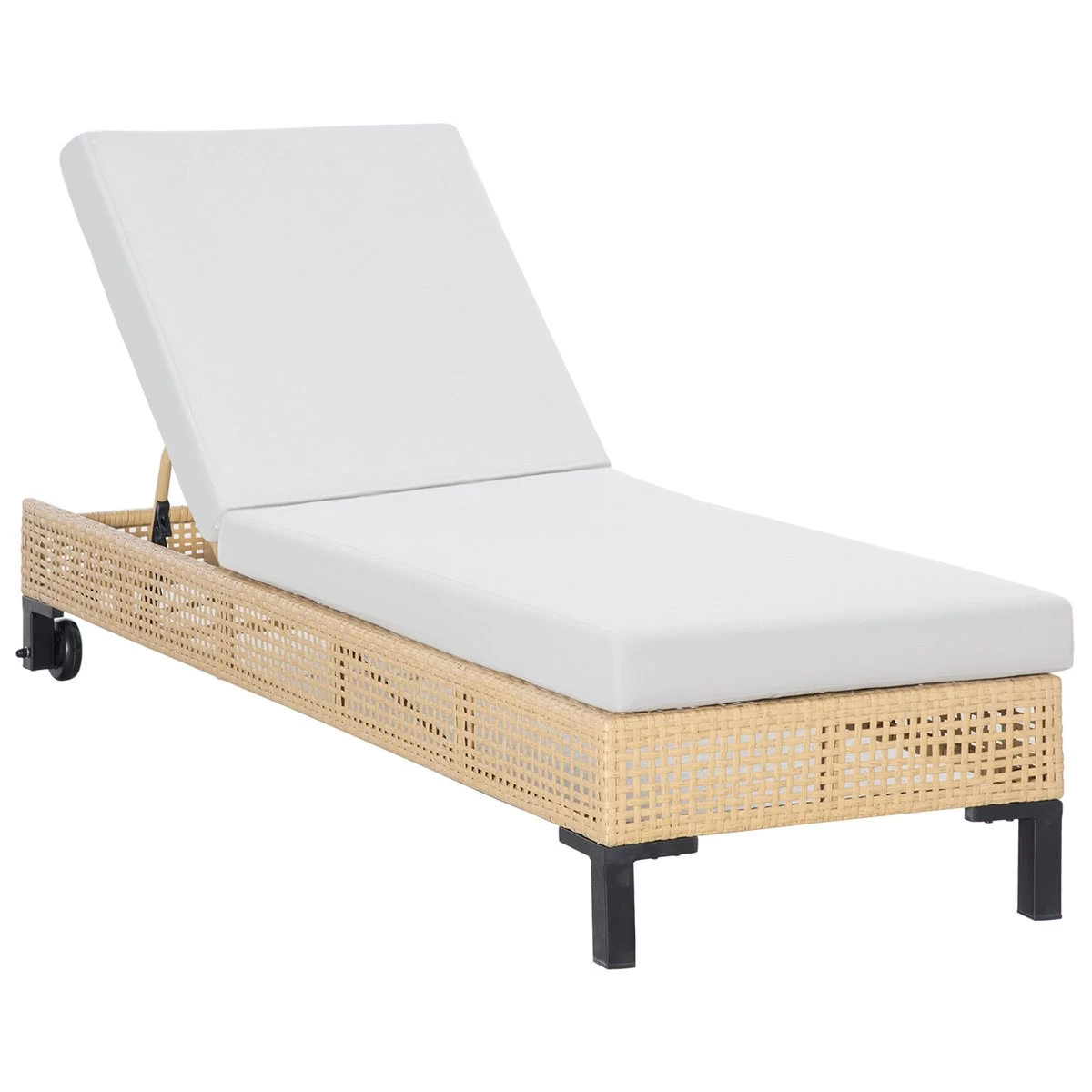 Outsunny Tumbona De Ratán Sintético Chaise Longue Con Respaldo Ajustable En 5 Posiciones Cojín Acolchado Y 2 Ruedas Para Jardín Terraza Acero 200x65x31 Cm Natural Y Beige 3 Outsunny Tumbona De Ratán Sintético Chaise Longue Con Respaldo Ajustable En 5 Posiciones Cojín Acolchado Y 2 Ruedas Para Jardín Terraza Acero 200x65x31 Cm Natural Y Beige