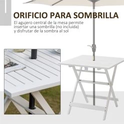 Outsunny Mesa De Jardín Plegable De Madera Maciza Con Agujero Para Sombrilla Mesa Cuadrada De Exterior Para Camping Viaje Picnic Terraza Balcón 70x70x70 Cm Blanco -Tienda de muebles de jardín 95d392942007ad86855e1d6d8b0d7eb1f2002eae 3636a2523a7f48509b7c70a0e2bd109c