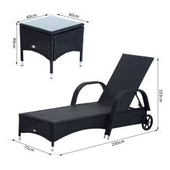 Outsunny Set De 2 Tumbonas Chaise Longue + 1 Mesa De Ratan Para Jardín O Terraza Sillas Con Cojín Y Respaldo Ajustable A 5 Niveles (Negro) -Tienda de muebles de jardín 97ade3bc15c74167777055bef755d00cfe3afb5f 6c0942071fdf42908b9e842a14671831