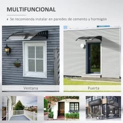 Outsunny Tejadillo De Protección 103x96,5x27 Cm Marquesina Exterior Para Puertas Y Ventanas Contra Sol Y Lluvia Con Soporte Aleación De Aluminio Policarbonato Marrón Translúcido -Tienda de muebles de jardín 983bbcd2469eafaa56dc6128afaa6feefc6da022 7aa0db459add43a7980c5ac2b01a9a50