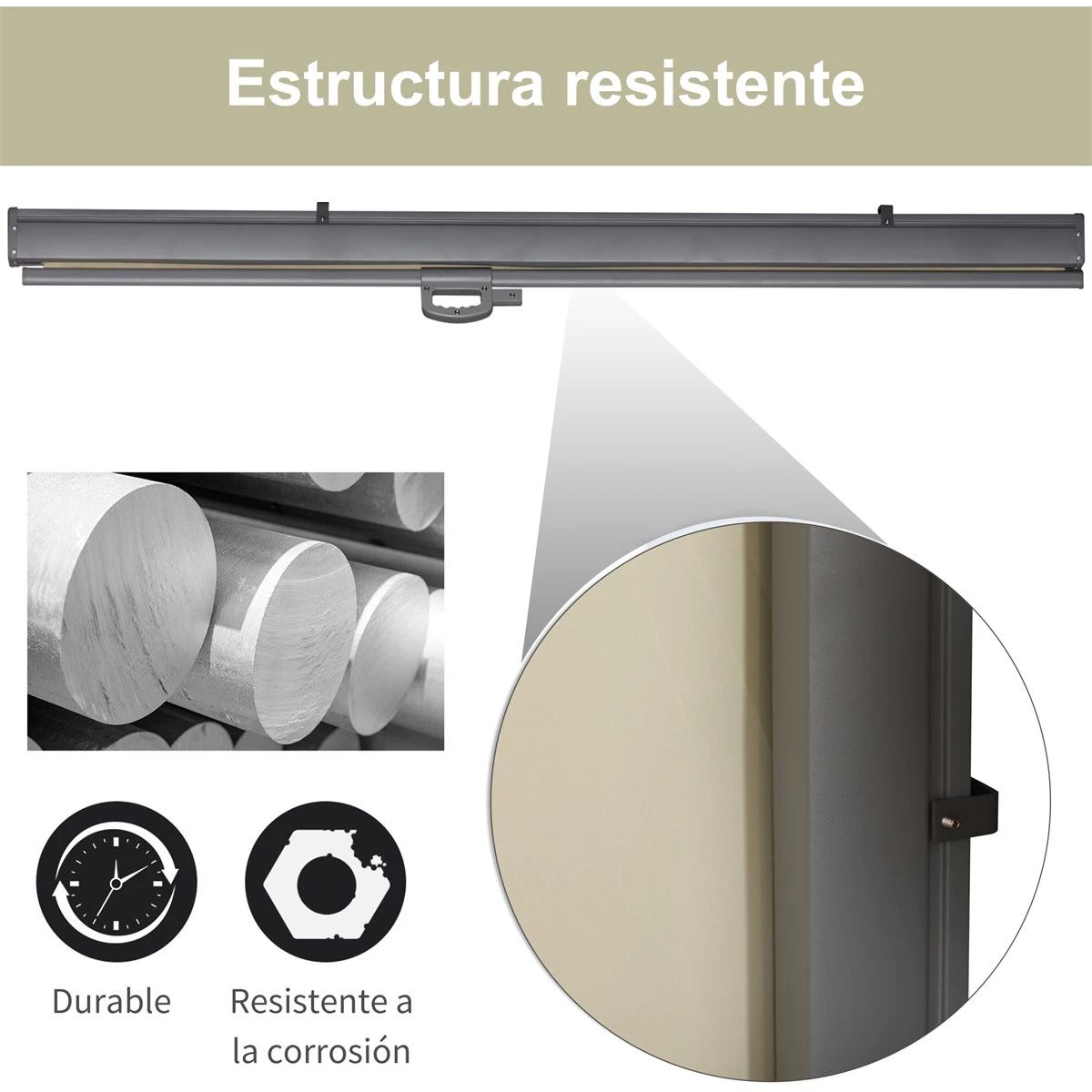 Outsunny Toldo Lateral Retráctil 300x180 Cm Pantalla Enrollable Mampara De Privacidad Y Protección Solar Para Balcón Terraza Color Crema 8 Outsunny Toldo Lateral Retráctil 300x180 Cm Pantalla Enrollable Mampara De Privacidad Y Protección Solar Para Balcón Terraza Color Crema - Imagen 6