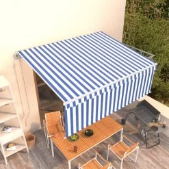 Toldo Retráctil Automático Con Persiana 4,5x3 M Azul Y Blanco VidaXL -Tienda de muebles de jardín 99420c1f5b25e4a965eaec3b4178648f0401f10a 4b966dd3350c4eee8d2991eab04ce2c4