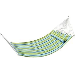 Outsunny Hamaca Colgante De Jardín Para 2 Personas Hamaca Ecológico Para Camping Con Almohada Carga De 180 Kg Rayas Azules Y Verdes 3,4x1,4m -Tienda de muebles de jardín 9971c6cc4a6a659cd05fec8b90aebf79a67a2f42 3cba724fd02942e181248e30d2baf9d3