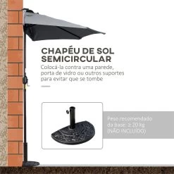 Outsunny Sombrilla Semicircular Con 24 Luces LED Solar 270x135x240 Cm Parasol De Jardín Con Manivela Techo De Ventilación Para Pared Terraza Gris -Tienda de muebles de jardín 99ff920fd6766e3bb49ca85b68893402944b61f8 10fe215f2a68452f9d76fe22ae99d4d7