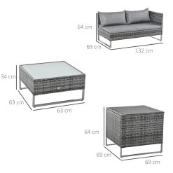 Outsunny Conjunto De 4 Muebles De Jardín De Ratán Con 2 Sofás Dobles Mesa Central Mesa Con Arcón Cojines Extraíbles Para Terraza Exterior 132x69x64 Cm Gris -Tienda de muebles de jardín 9a25360e13c708408fb65a0c18236457b0b2bafd d2a0f60616ea4f66b02466be60420041