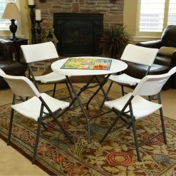 Mesa Auxiliar Plegable Redonda Blanco LIFETIME Ø84 X 74 Cm -Tienda de muebles de jardín 9ac9180a1a20b5900d9e48838e383ebf4bb90963 ba371113d261462a84c83ca9fcc6b741