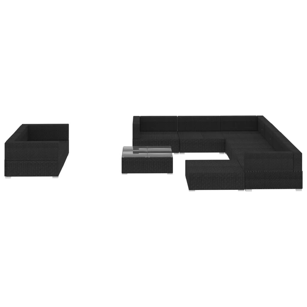Set Muebles De Jardín 10 Piezas Y Cojines Ratán Sintético Negro VidaXL 4 Set Muebles De Jardín 10 Piezas Y Cojines Ratán Sintético Negro VidaXL - Imagen 2