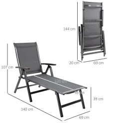 Outsunny Tumbona De Jardín Relinable Tumbona Plegable De Aluminio Con Respaldo Ajustable En 5 Posiciones Para Terraza Piscina Exterior Carga Máx. 150 Kg 69x140x107 Cm Gris -Tienda de muebles de jardín 9bc69da8fb97b69b27c2631104e2c40988723d43 ec1d9862cc9f4aca8b5c63ad9a6e2063