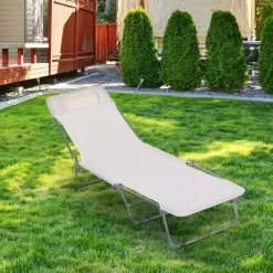 Outsunny Tumbona Plegable Y Reclinable De Jardín Con Reposacabezas Y Respaldo Ajustable En 5 Niveles Tela De Texteline Transpirable 182x56x24,5 Cm Crema -Tienda de muebles de jardín 9c8b7543e3f36468261df1eadca1553ad76b560f ea481405119148eb8b9c628ea597258e