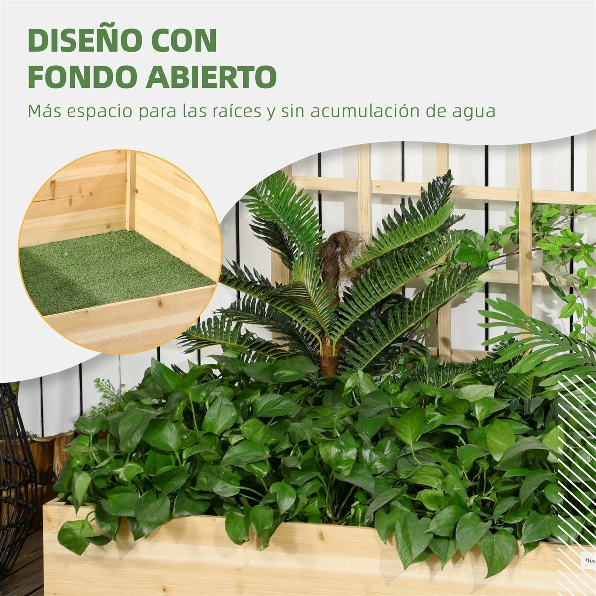Outsunny Jardinera De Madera Con Enrejado Arriate De Jardín Con Celosía Jardinera De Caja Para Trepadoras Cultivos Verduras Flores 110x116x120 Cm Natural 7 Outsunny Jardinera De Madera Con Enrejado Arriate De Jardín Con Celosía Jardinera De Caja Para Trepadoras Cultivos Verduras Flores 110x116x120 Cm Natural - Imagen 5
