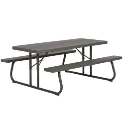 Mesa Con Bancos Plegable Ultrarresistente Marrón LIFETIME 183x76x74 Cm UV100