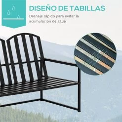 Outsunny Banco De Jardín De 2 Plazas Metal Con Respaldo Alto Y Reposabrazos Para Exterior Parque Patio Terraza Estilo Rústico Carga Máx. 220 Kg 108x63x80,5 Cm Negro -Tienda de muebles de jardín 9e428c58b14290c0f1ac67b3d11b19dbdcb3045c 6ca934251ec34de5945315592408a1d4