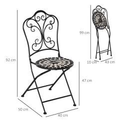 Outsunny Set De 2 Sillas De Jardín Plegables Con Asiento De Mosaico Cerámico Y Marco De Metal Carga 120 Kg Para Bistró Terraza Patio Exterior 40x50x92 Cm Negro -Tienda de muebles de jardín 9e5d104066cedb1e22e99e42b62ed2201ec77f09 71a7e4f5acb4419eb10e694130182c41