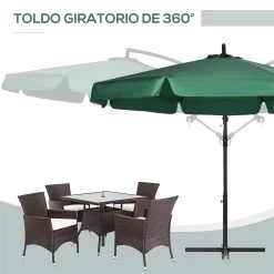 Outsunny Sombrilla De Jardín Ø293x240 Cm Parasol Excéntrico Con Rotación De 360° Manivela Base Cruzada Y Soporte De Acero Para Terraza Patio Balcón Verde -Tienda de muebles de jardín 9f8e51046f74167b128430733089464993f56d61 bed3351bdcad47259f04a34a269eb5cc