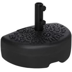 Outsunny Base De Pared Para Sombrilla Ø38/48 Mm Soporte Semicircular De Parasol Rellenable De Arena 21 Kg O Agua 18 Kg Para Jardín Patio Terraza Exterior 50x31x18 Cm Negro