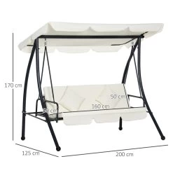 Outsunny Columpio Balancín Jardín De 3 Plazas Convertible En Cama Con Techo Ajustable Cojín Acolchado Y Almohadas Para Balcón Terraza Carga 340 Kg Acero 200x125x170 Cm Crema -Tienda de muebles de jardín a0973b799a86d7ad088059266845f411e099abb9 229fe2d03e2342bfa6e69157c22be4f9