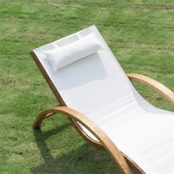 Outsunny Tumbona Tipo Hamaca Para Jardín Terraza Playa Piscina O Patio 161x72x68 Cm Color Blanco Hecha De Madera Malla Y Texteline Con Almohadilla -Tienda de muebles de jardín a0dfc0a1b30d6db0c3e76bc7bd30b5dc851dadc1 b5032fa0451b46438aa280cbd16981fb