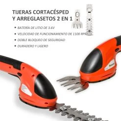 Outsunny Tijeras Cortacésped Y Arreglasetos 2 En 1 A Batería De 3.6V Con 2 Cuchillas Ancho De Corte 12 Cm/8 Cm Para Setos Césped Llave De Seguridad 37x6x9,5 Cm Rojo Y Negro -Tienda de muebles de jardín a269a99a9ed0eef110efa411f4034a207e5caeaf af199e876edc4379a1b42bb8d4493b28