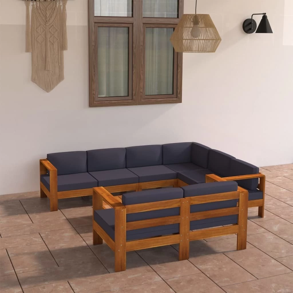 Muebles De Jardín 8 Pzas Con Cojines Gris Oscuro Madera Acacia VidaXL 5 Muebles De Jardín 8 Pzas Con Cojines Gris Oscuro Madera Acacia VidaXL - Imagen 3