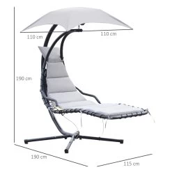 Outsunny Tumbona Colgante Con Sombrilla Protección UV Hamaca Sillón Con Toldo Estructura Estable Cuerda Antivuelco Y Forma Ergonómico Para Jardín Patio Terraza Metal 190x110x190 Cm Gris -Tienda de muebles de jardín a3645cd0e21104f9b9ee94307e646590fcfc9d3b a1f349d9cee0459ba9ee156aa3163d81