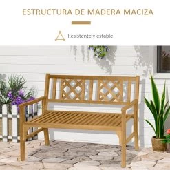 Outsunny Banco De Jardín Plegable De Madera Banco De 2 Plazas Exterior 120,5x55,5x90,2 Cm Con Asiento De Listones Y Reposabrazos Para Terraza Balcón Patio Natural -Tienda de muebles de jardín a42e534f8e42d530a79012dacca60150365ad794 a8ebc8bd436346c7afab3473f55085c6