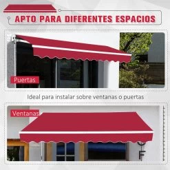 Outsunny Toldo Manual 395x245 Cm Toldo Para Patio Balcón Terraza Y Jardín Con Brazo Articulado De Aluminio Y Tela De Poliéster De 280g/m2 (Rojo) -Tienda de muebles de jardín a42ed46c05e2f88ef998464f6f99d22ae4c9cd42 217764501e13470b9c4d22a7d68ead09