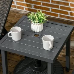 Outsunny Mesa De Jardín Cuadrada Mesa De Centro De Patio Con Orificio Para Sombrillas De Ø45 Mm Mesa Auxiliar Con Marco De Acero 51x51x51 Cm Gris -Tienda de muebles de jardín a66d6ab9f66d153188795e29ee685075819ae953 dc6bdc7e5ef84382bf44b8dec6ae6dcf