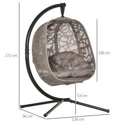 Outsunny Silla Colgante Con Soporte De Acero Sillón Colgante Hamaca Con Cesta Plegable Y Cojines Para Interiores Y Exterior Carga 120 Kg 126x96x172 Cm Marrón -Tienda de muebles de jardín a6cf309170a05bf8c4ea9f0b350de55fa89340b7 167c6a8f650e4e0396b1067c3d48276d