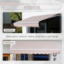Outsunny Toldo Manual Con Manivela 3x2m Toldo Con Brazo Plegable Retráctil Ángulo Ajustable De Aluminio Protección Solar Para Puerta Ventanas Balcón Beige -Tienda de muebles de jardín a74eb9c19692077ddc59746aab93d04b11073c47 9b10d5a57e8042ec9cb937189d38d080