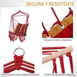 Outsunny Silla Hamaca Colgante Tejido De Algodón Poliéster Carga 100 Kg Sillón Colgante Para Interior Exterior Terraza 100x60x100 Cm Multicolor -Tienda de muebles de jardín a76145bacefb2b7994a9f9efebd340328c19808f a4fabe8ec0ea4b2abc9b0ca3906de017