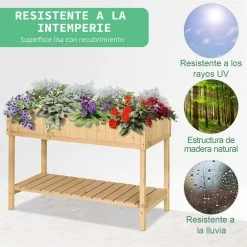 Outsunny Huerto Urbano De Madera 120x60x81 Cm Jardinera Elevada Para Cultivo De Plantas Flores Con Estante Inferior Para Jardín Terraza Exterior Natural -Tienda de muebles de jardín a7cace3df7f3b0aed38657664b6dba0f8061f20c e0cf197ecceb4affa0ffa622a77372f1