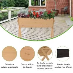 Outsunny Huerto Urbano De Madera 100x70x80 Cm Mesa De Cultivo Para Plantas Flores Hortalizas Con Patas Elevadas 4 Orificios De Drenaje Y Tela Geotextil -Tienda de muebles de jardín a7e037fc95175484da132d0a25207ba863ddbd2a 70893fea17d24a768f3f873e85dcc8c0