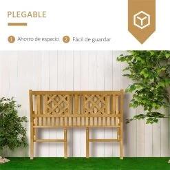 Outsunny Banco De Jardín Plegable De Madera Banco De 2 Plazas Exterior 120,5x55,5x90,2 Cm Con Asiento De Listones Y Reposabrazos Para Terraza Balcón Patio Natural -Tienda de muebles de jardín ab1d6b9f3f8e1606e81a3142097f774d7cd7cc30 17c92b161af944378022fc37c5a3ac8e
