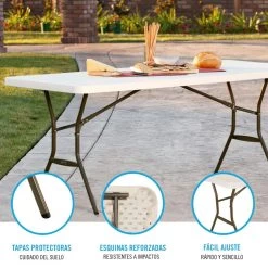 Mesa Rectangular Patas Plegables Crema LIFETIME 183x76x74 Cm -Tienda de muebles de jardín abe48729a74e71ee959a5a735f07816b0100aa86 446b4f616ed24a29aa757dea898996b0