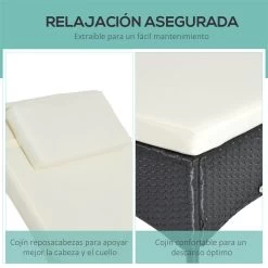 Outsunny Conjunto De 2 Tumbonas De Ratán De Jardín Chaise Longue Con Respaldo Ajustable En 5 Posiciones Cojines Acolchados Reposacabezas Y 2 Ruedas 200x73x72-103 Cm Negro -Tienda de muebles de jardín ac6e3a723d492a21f6671884fc1cf36a76a56e59 bc187db976e0493cae28a2105f1b457f