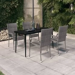 Juego De Comedor De Jardín 5 Piezas Gris Y Negro VidaXL -Tienda de muebles de jardín addae82aeeab665613ffc7a3d3d469e397f4f5ca f52bddcc289f447f9f48ff14b3c21674