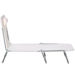 Outsunny Tumbona Plegable Y Reclinable De Jardín Con Reposacabezas Y Respaldo Ajustable En 5 Niveles Tela De Texteline Transpirable 182x56x24,5 Cm Crema -Tienda de muebles de jardín ae3047f8188326579c4f7928481d405c8f1c476e 86e7d46acca14ba685e2190e79362359